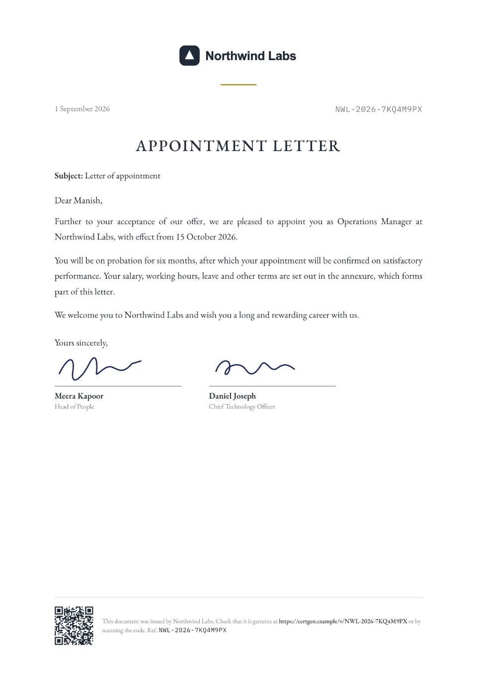 Appointment Letter template – Paper design
