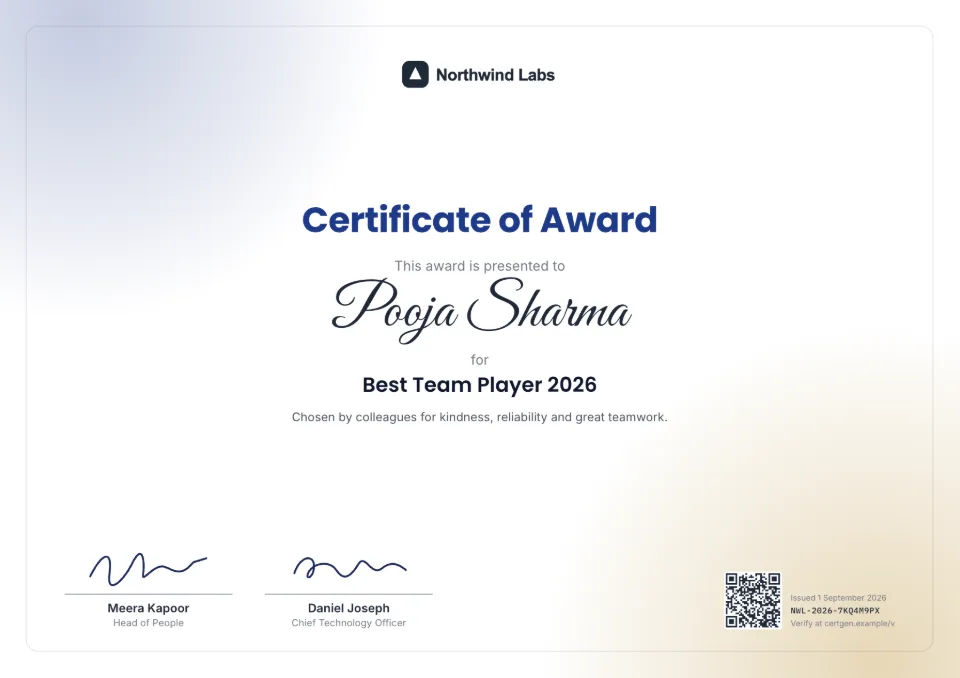 Award Certificate template