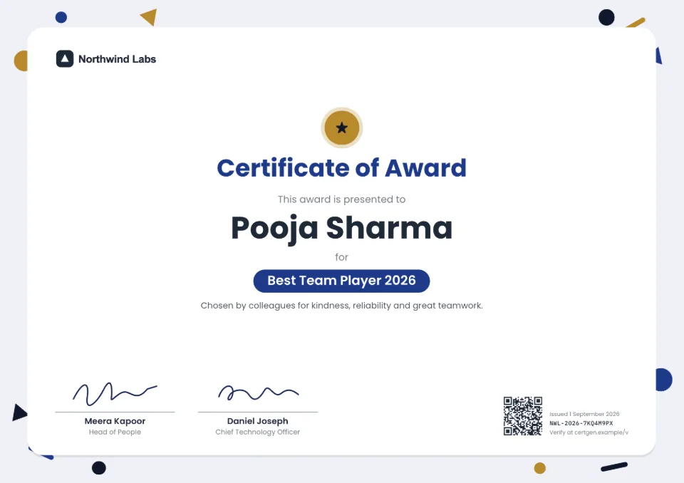 Award Certificate template – Confetti design