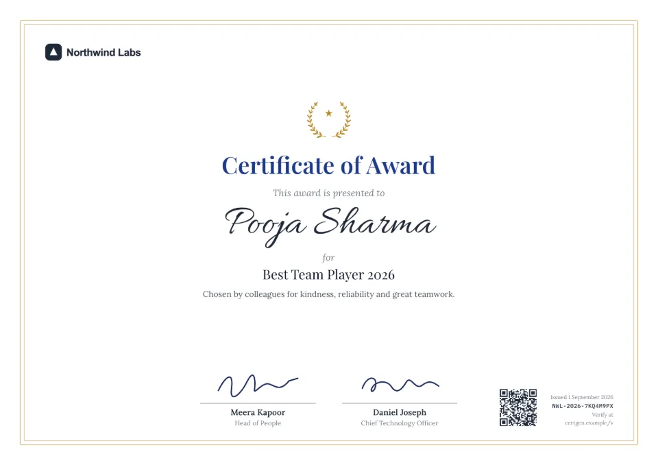 Award Certificate template – Crest design