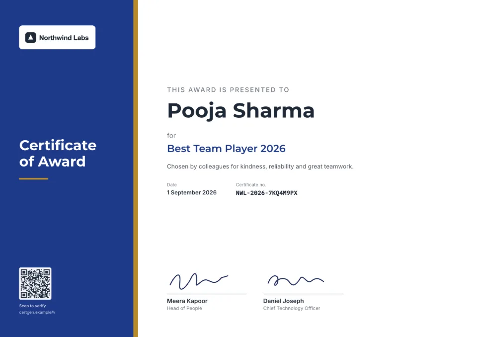 Award Certificate template – Horizon design