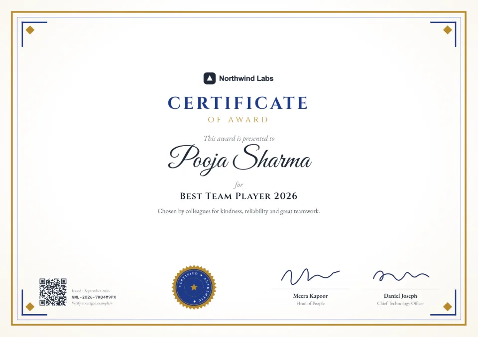 Award Certificate template – Regal design