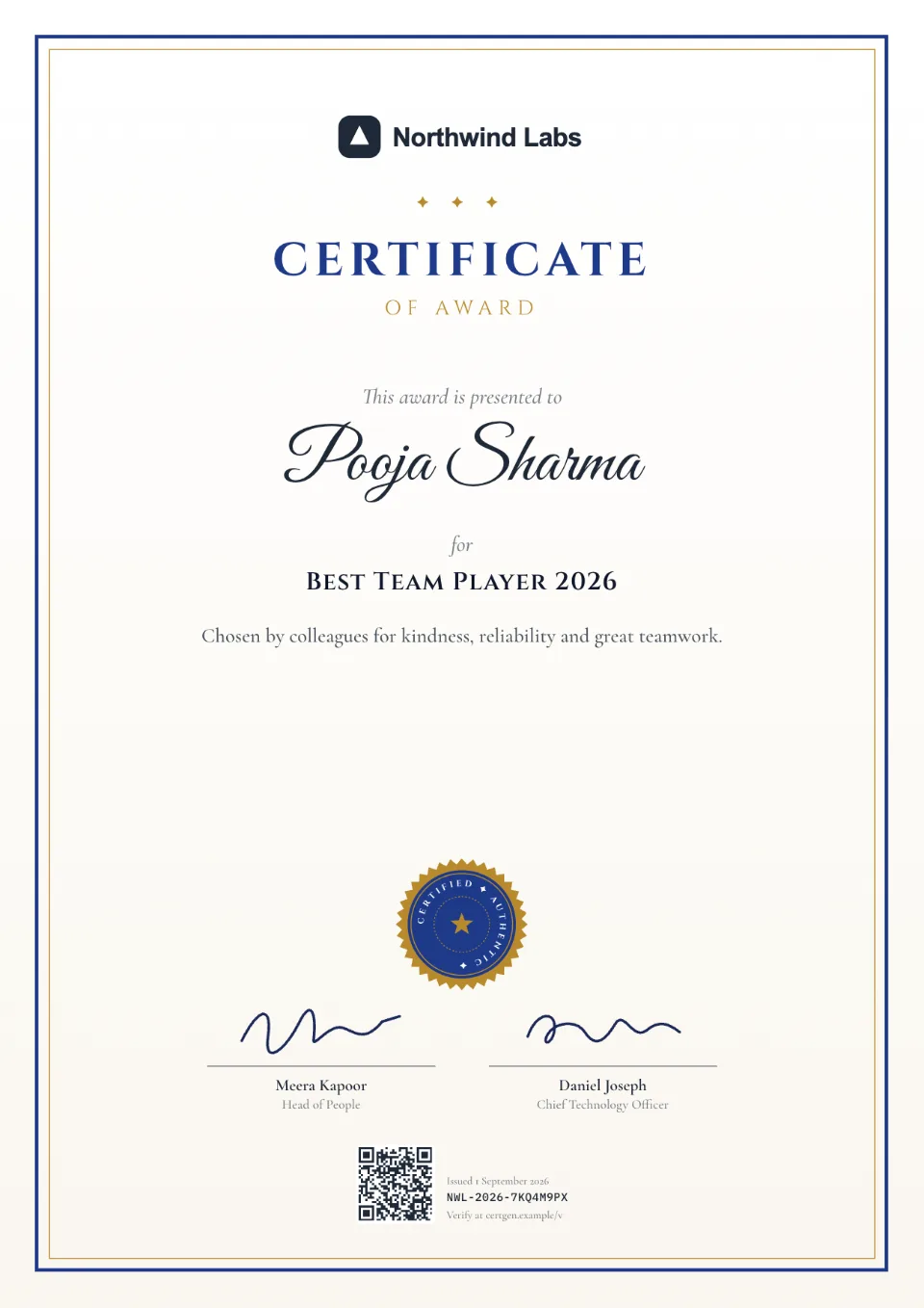 Award Certificate template – Scroll design