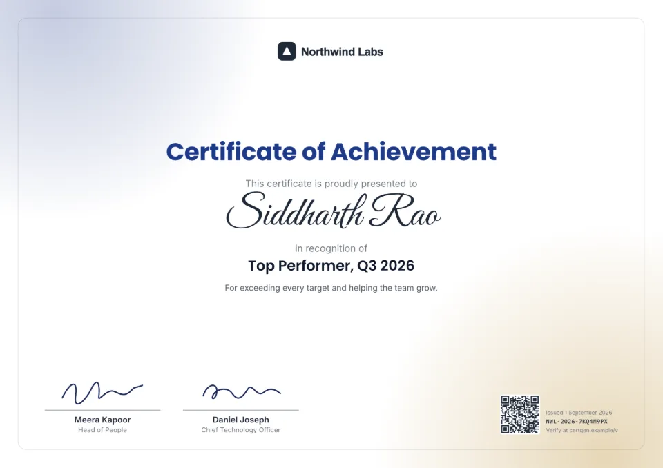 Certificate of Achievement template