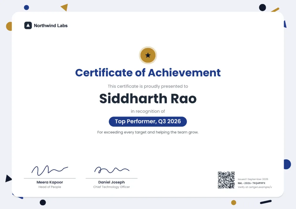 Certificate of Achievement template – Confetti design
