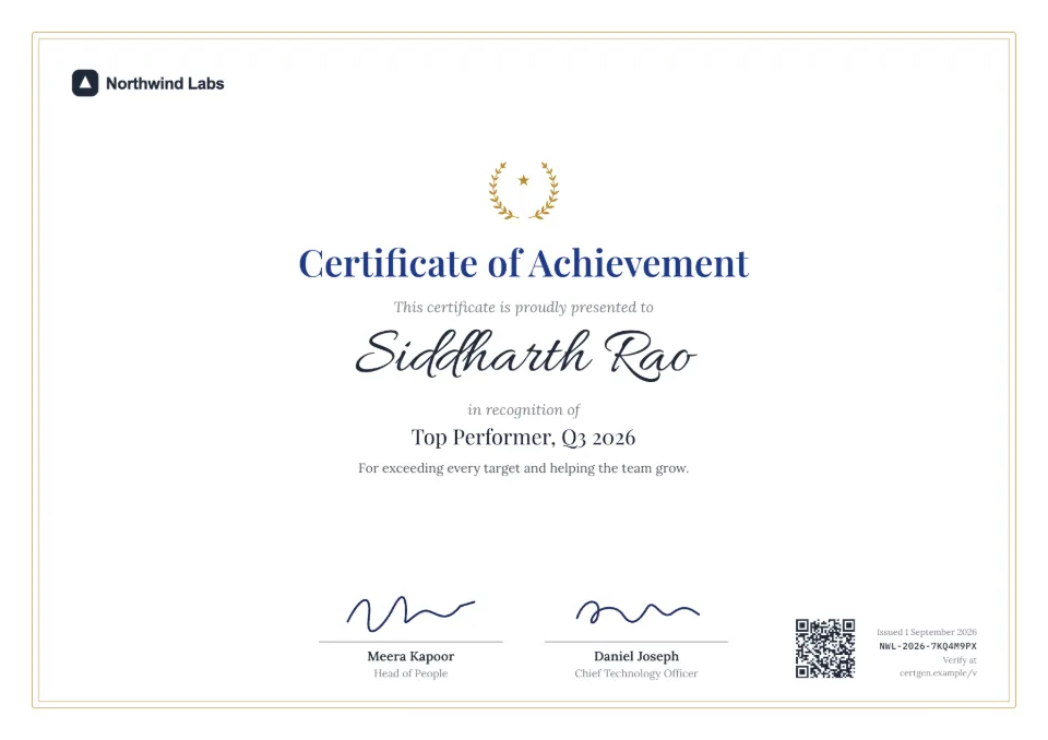 Certificate of Achievement template – Crest design