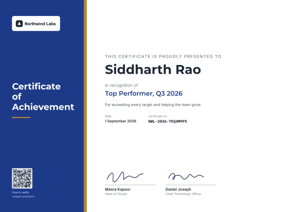 Certificate of Achievement template – Horizon design
