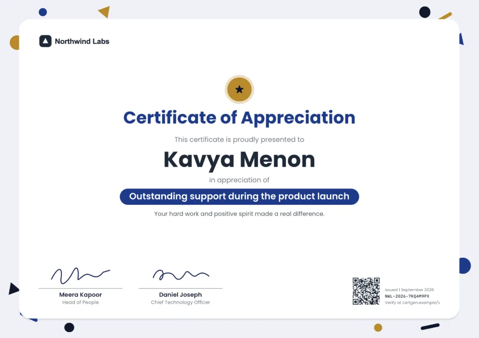 Certificate of Appreciation template – Confetti design