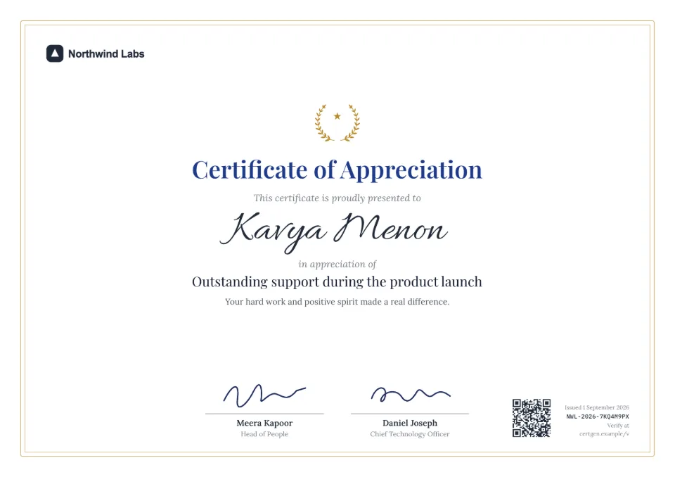 Certificate of Appreciation template – Crest design