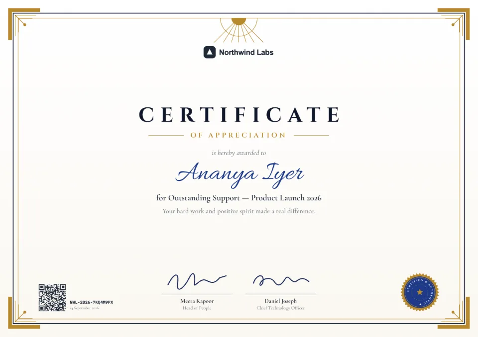 Certificate of Appreciation template – Art Deco design