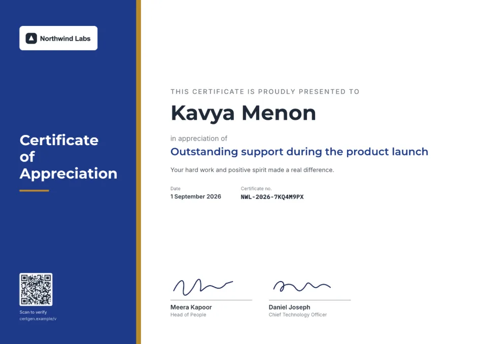 Certificate of Appreciation template – Horizon design