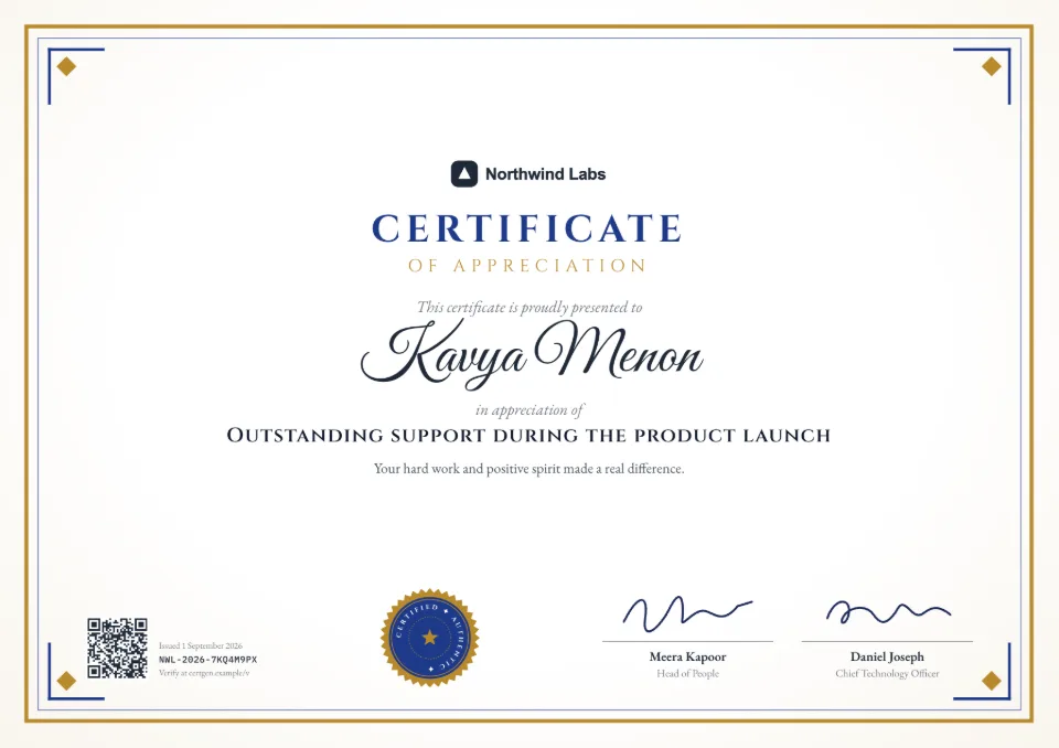 Certificate of Appreciation template – Regal design