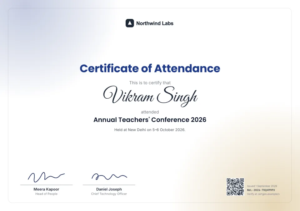 Certificate of Attendance template