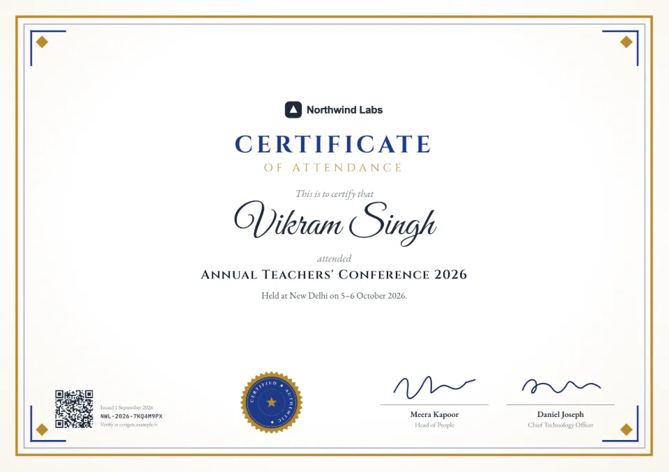 Certificate of Attendance template – Regal design