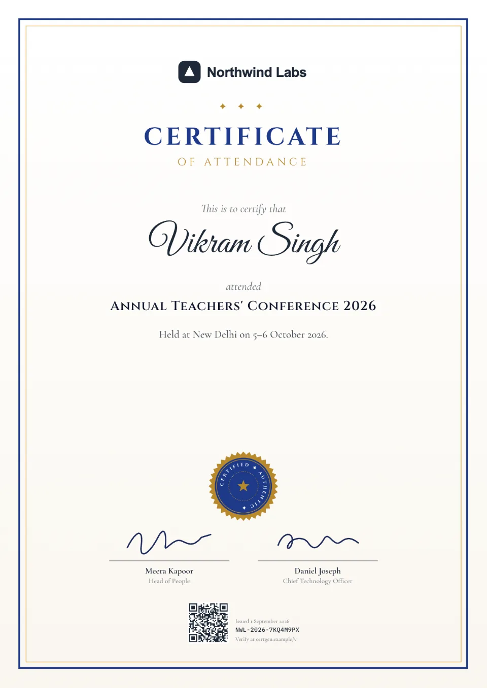 Certificate of Attendance template – Scroll design