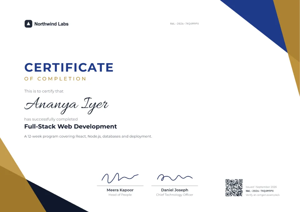 Certificate of Completion template – Prism design