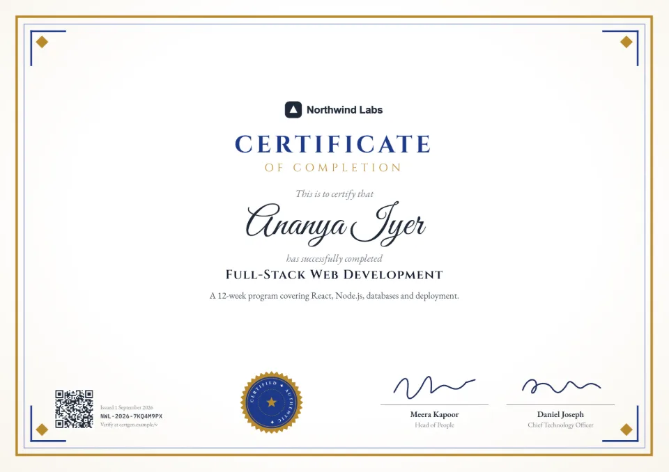 Certificate of Completion template – Regal design