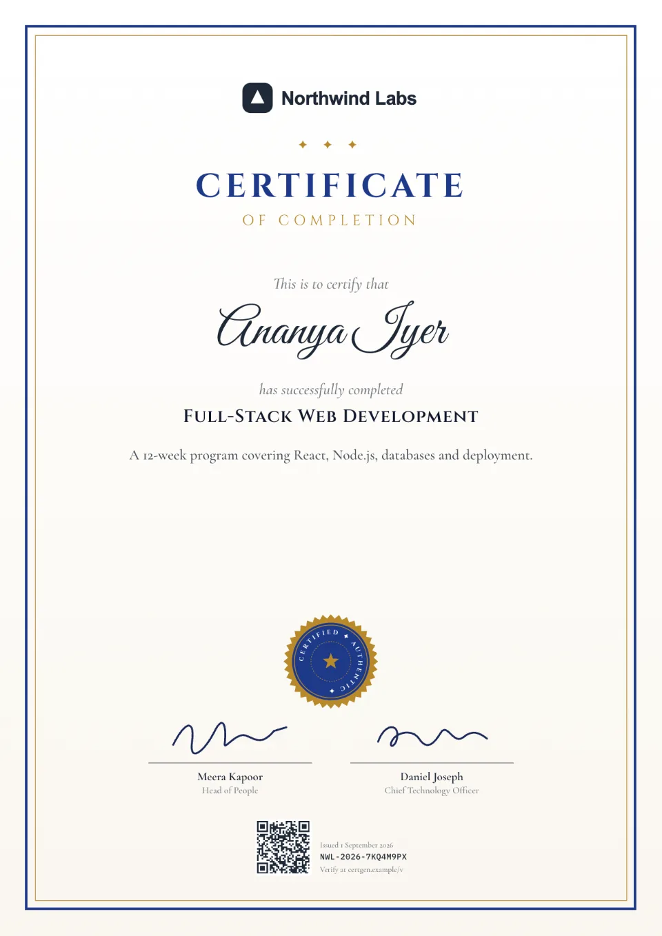 Certificate of Completion template – Scroll design