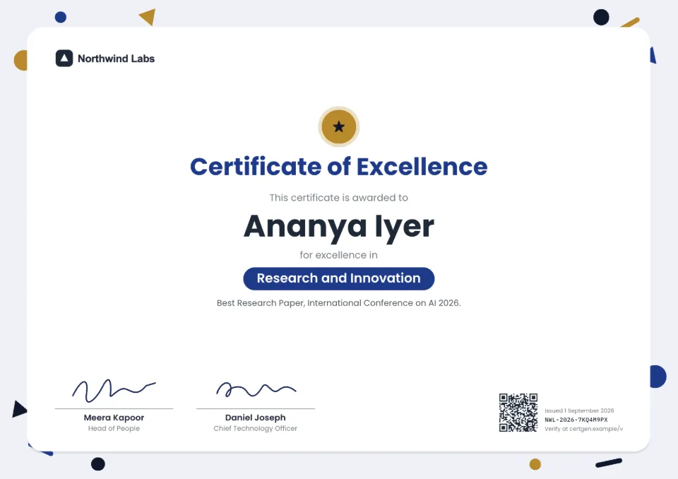 Certificate of Excellence template – Confetti design