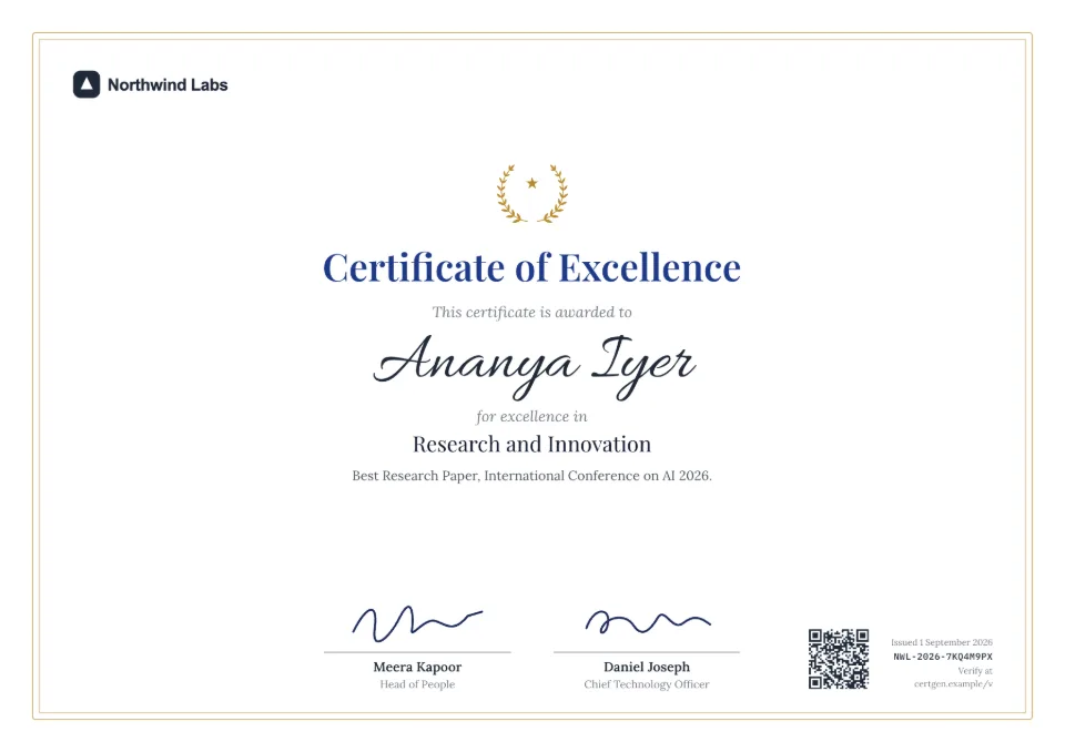 Certificate of Excellence template – Crest design
