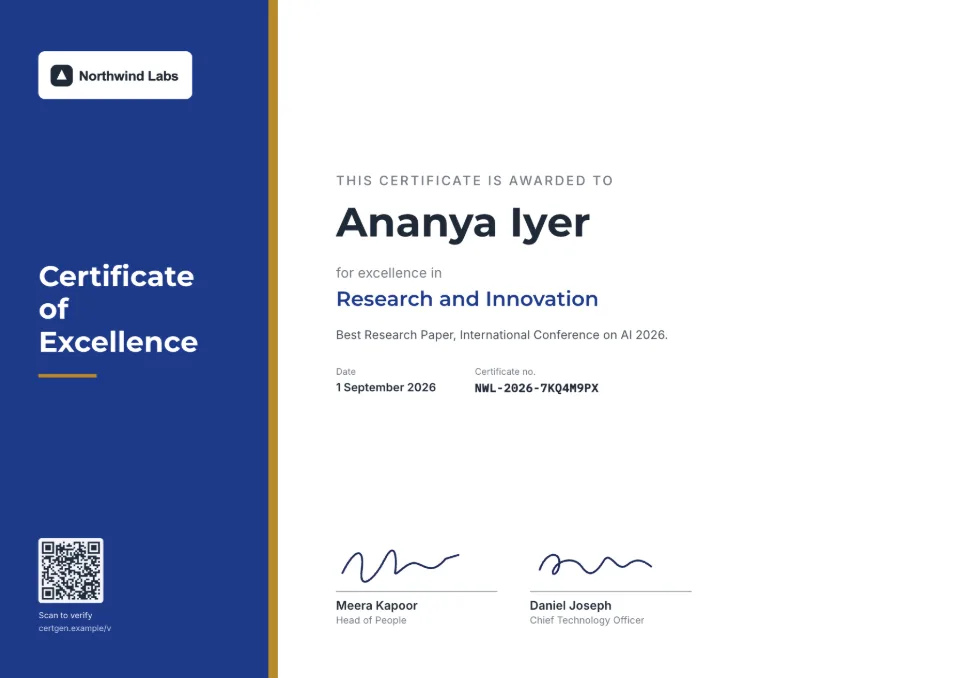 Certificate of Excellence template – Horizon design