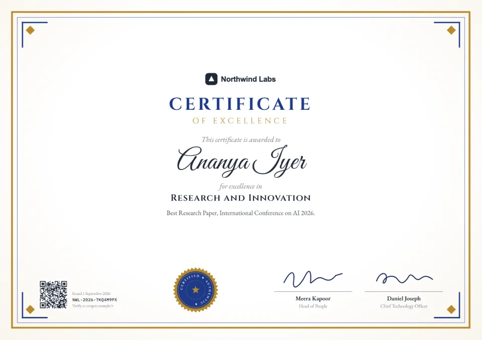 Certificate of Excellence template – Regal design