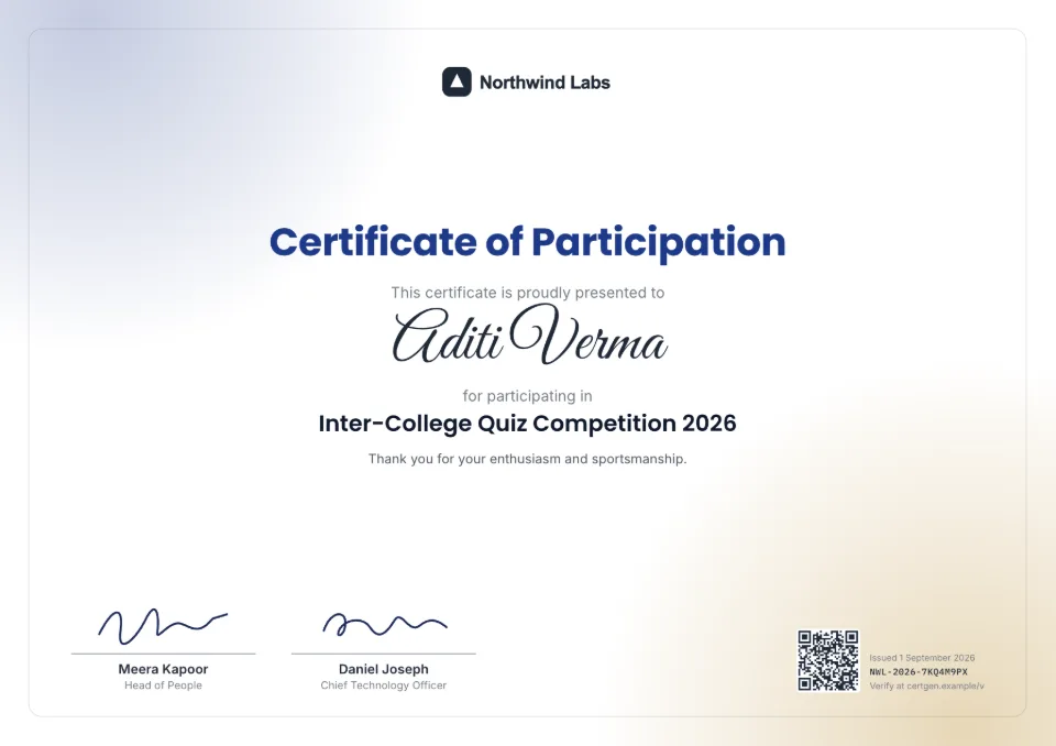 Certificate of Participation template