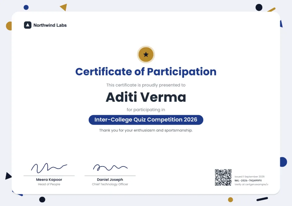 Certificate of Participation template – Confetti design