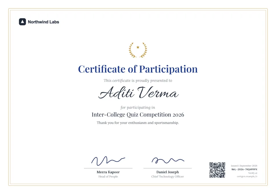 Certificate of Participation template – Crest design