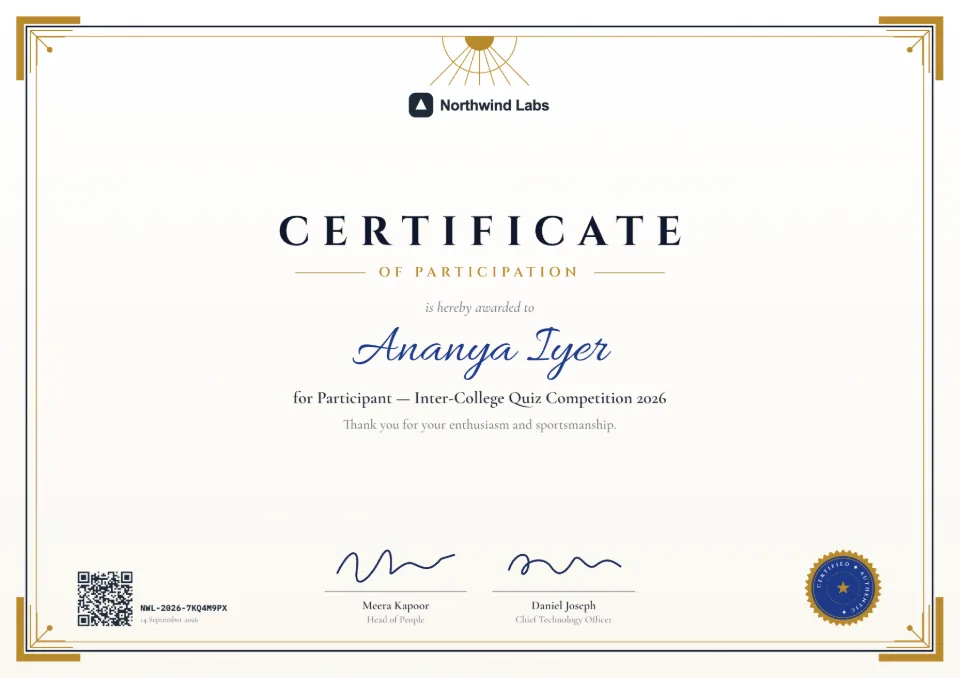 Certificate of Participation template – Art Deco design