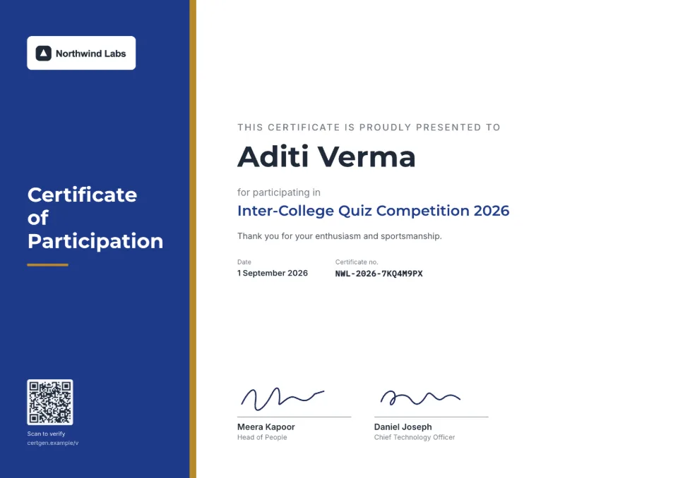 Certificate of Participation template – Horizon design