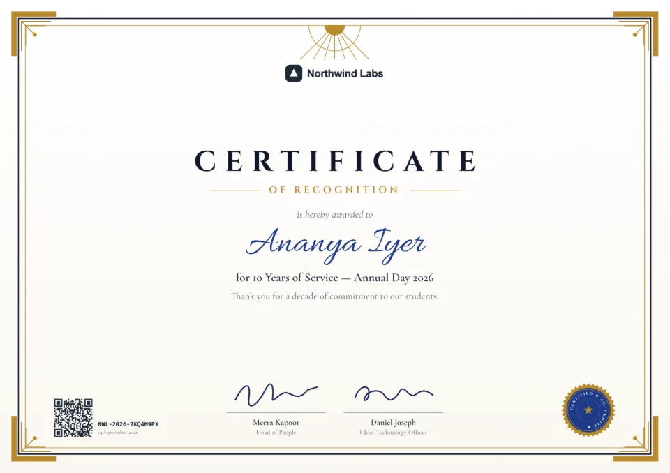 Certificate of Recognition template – Art Deco design