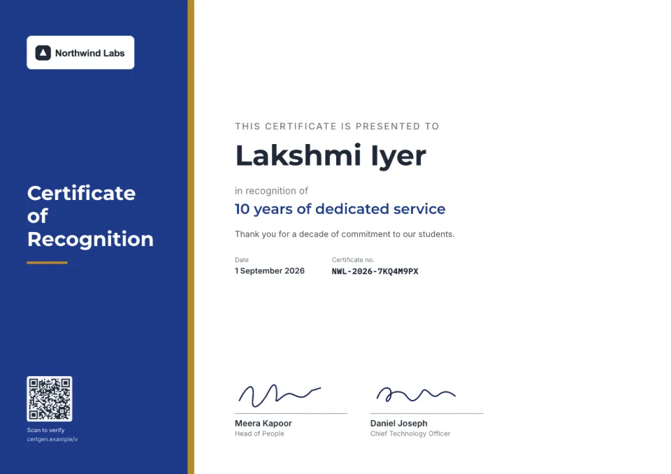 Certificate of Recognition template – Horizon design