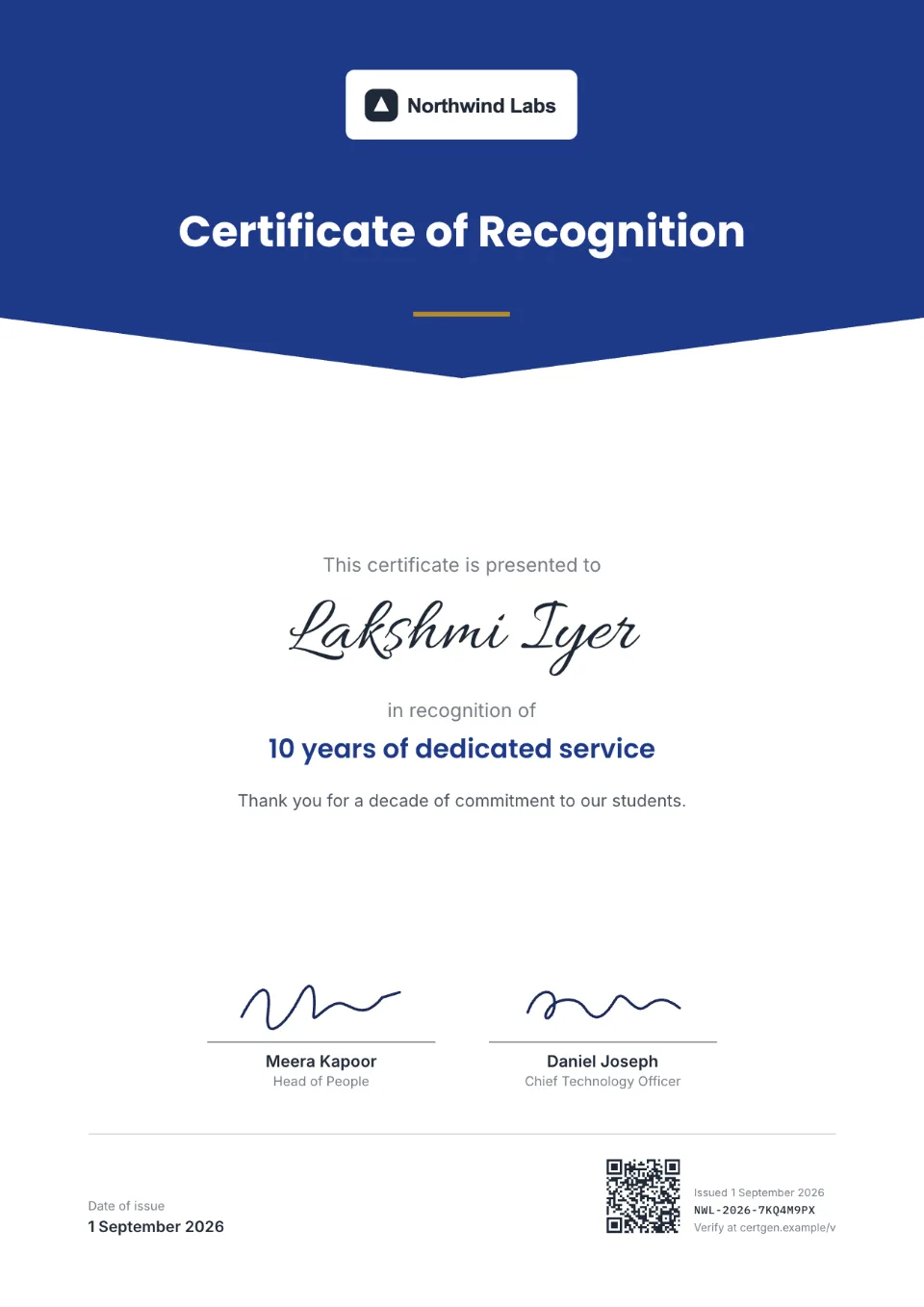 Certificate of Recognition template – Meridian design