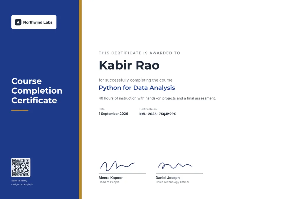 Course Completion Certificate template – Horizon design