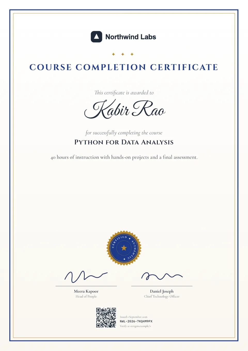 Course Completion Certificate template – Scroll design