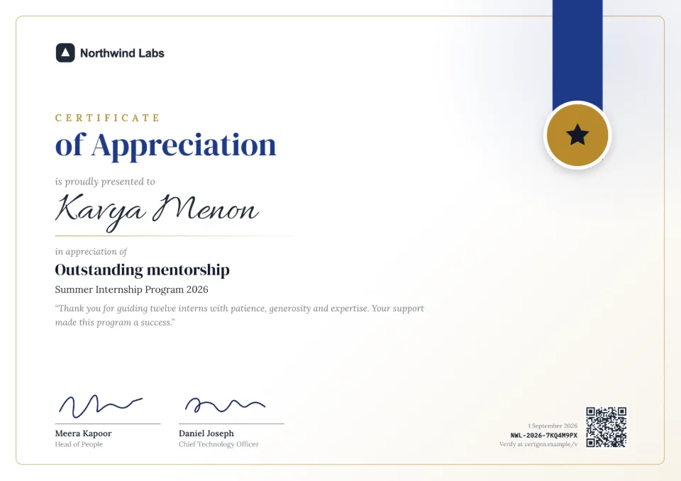 Appreciation certificate template