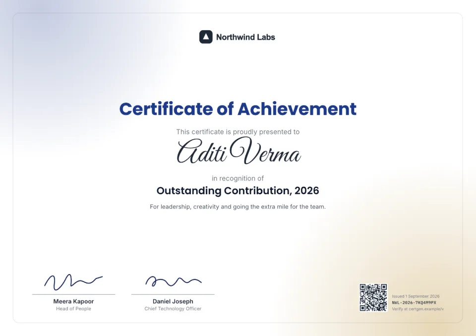 Aurora certificate template