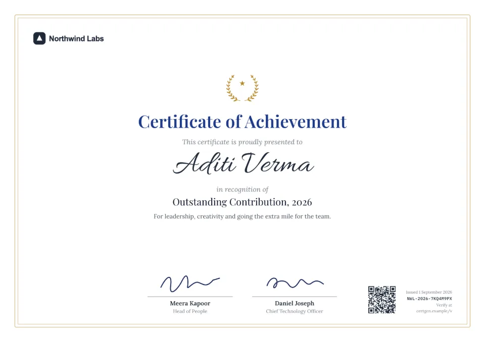 Crest certificate template