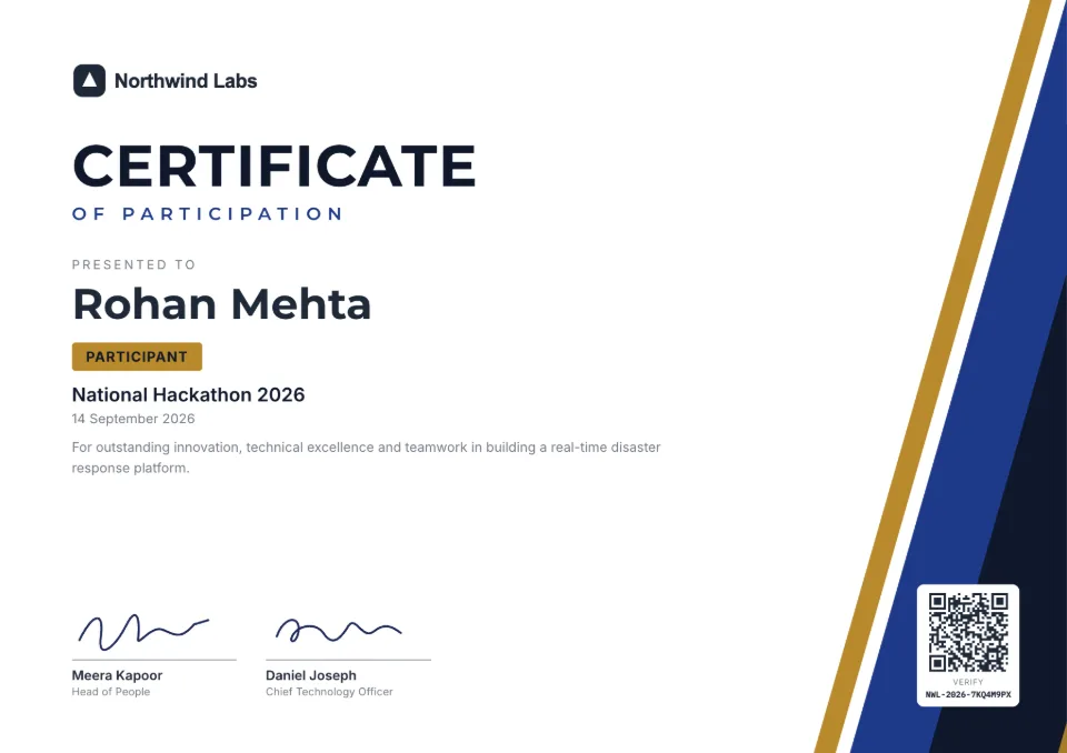 Bold Diagonal participation certificate template