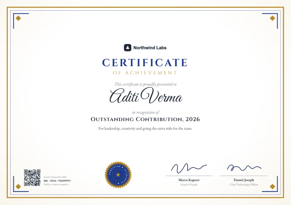 Regal certificate template
