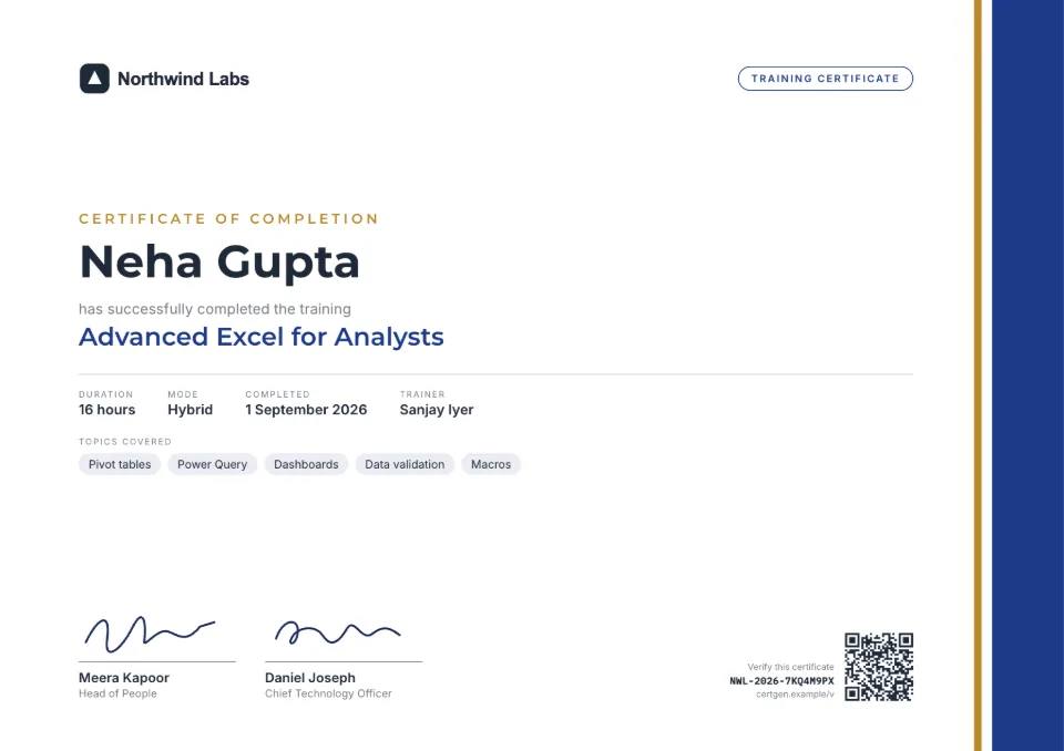 Corporate Training certificate template