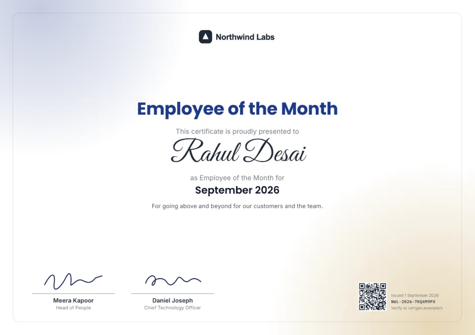 Employee of the Month Certificate template