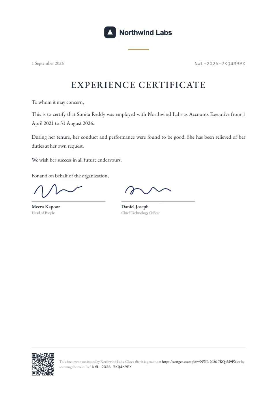 Experience Certificate template – Paper design