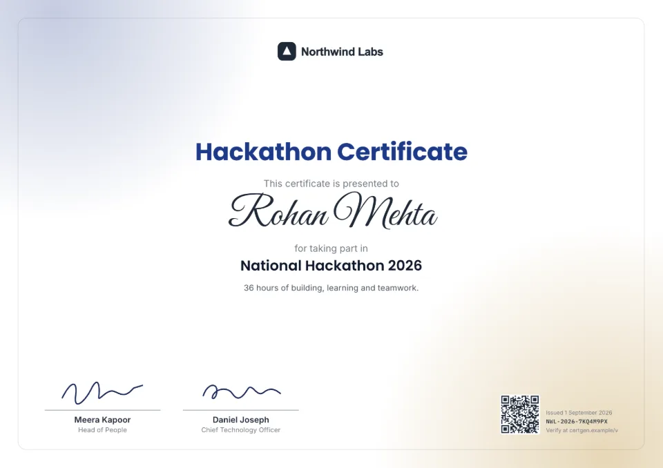 Hackathon Certificate template
