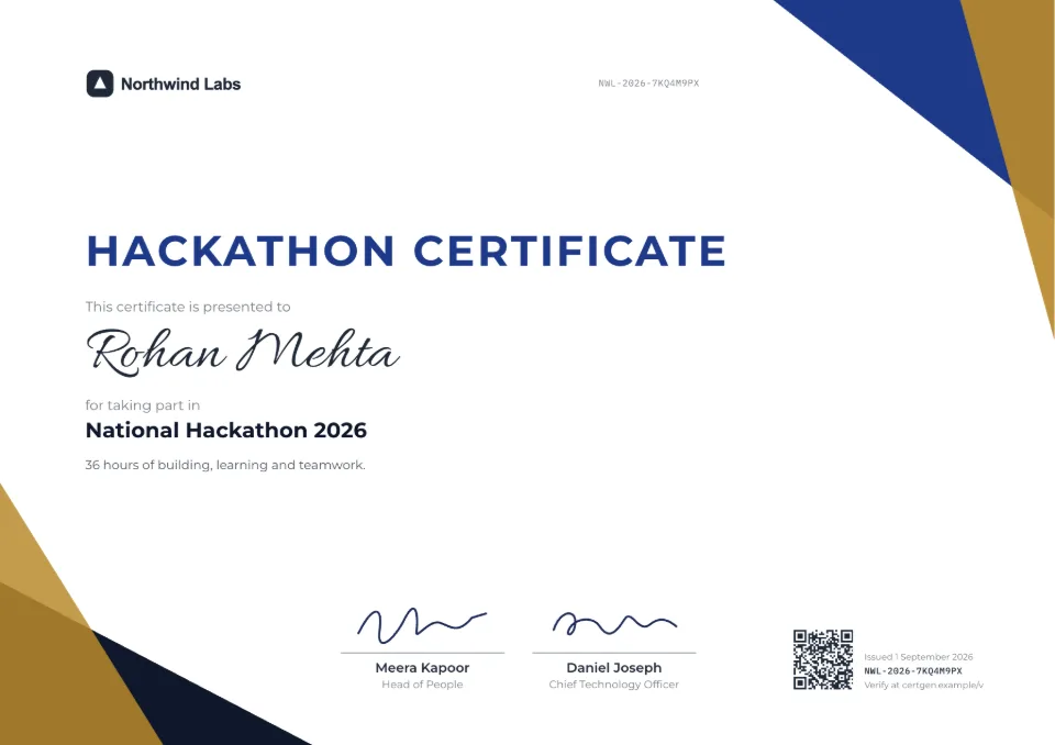 Hackathon Certificate template – Prism design