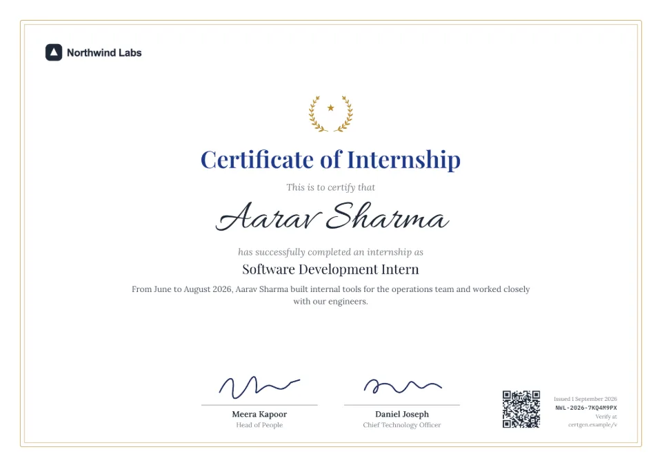 Internship Certificate template – Crest design