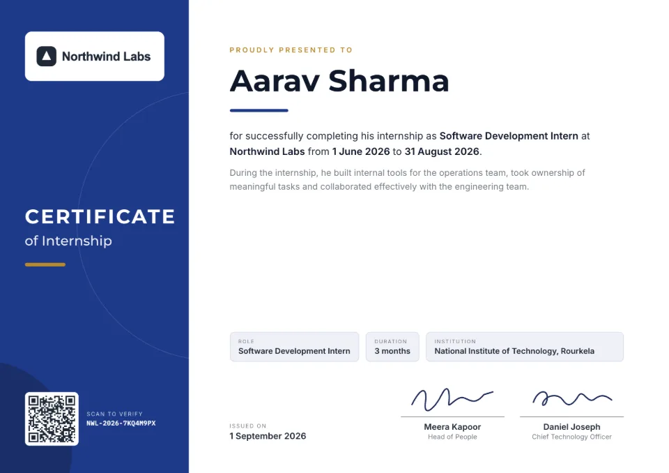 Internship Certificate template – Modern Band design