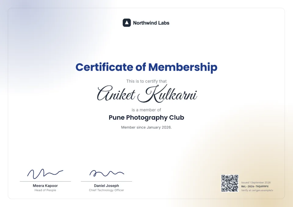 Membership Certificate template