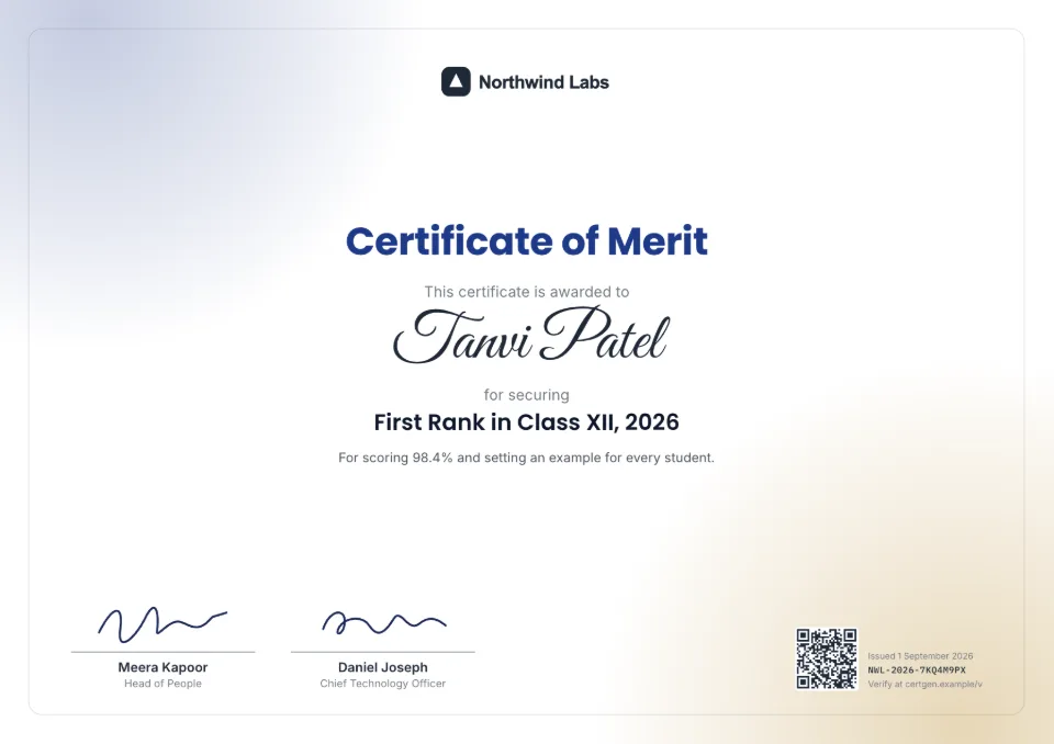 Merit Certificate template